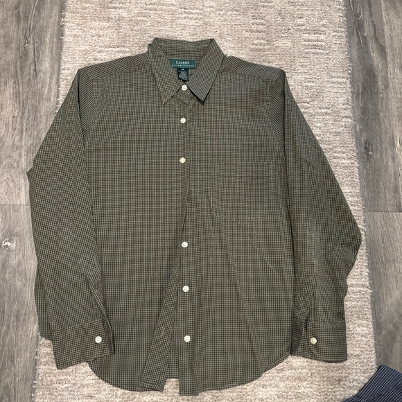 Lauren Ralph Lauren Long Sleeve Green & White Check Shirt Women’s Sz 14 - Picture 4 of 4
